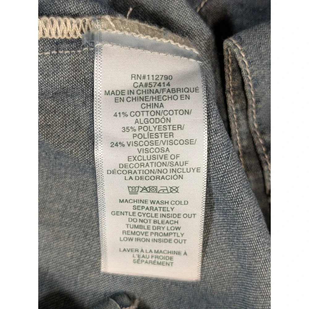 True Religion Mens Buddha‎ Graphic Chambray Denim Shirt Med Wash Blue Small NEW